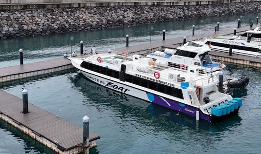 Fast boat ved havna i Sanur